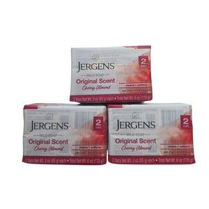 Jergens Mild Bar Soap Cherry Almond Original Scent, 6 Bars (2 Bars Each  Pack)